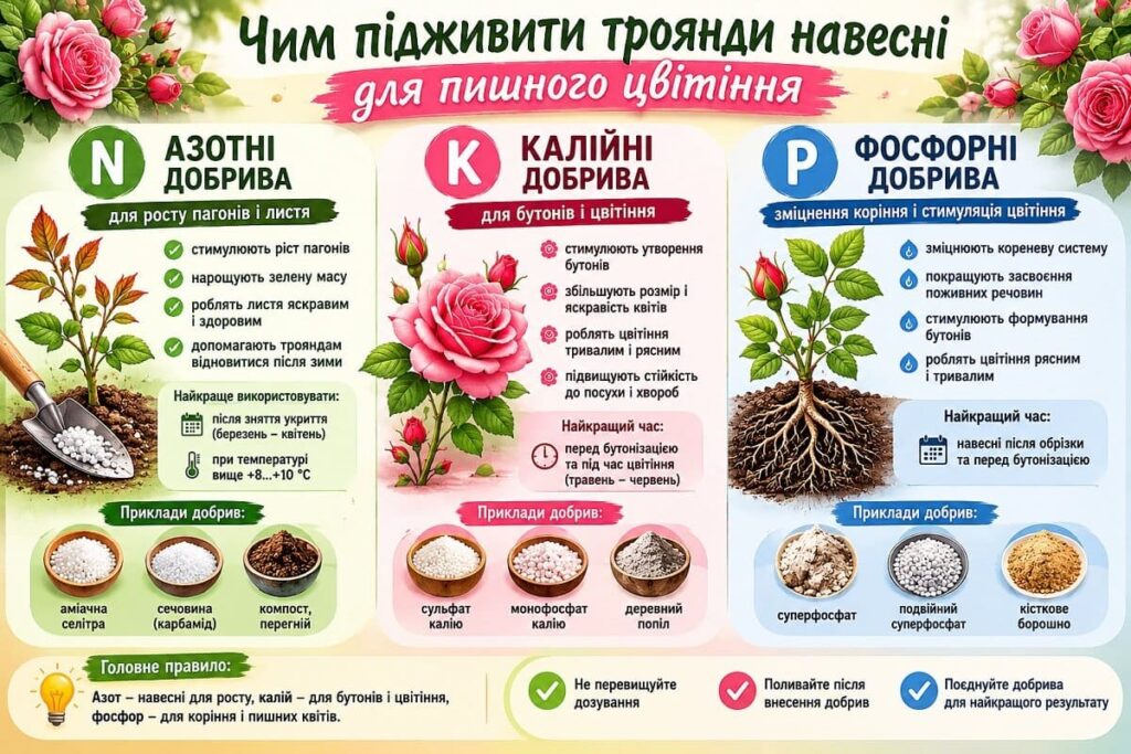 Чим підживити троянди навесні для пишного цвітіння