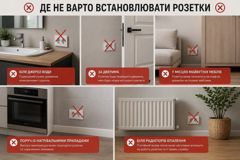 Де не варто встановлювати розетки