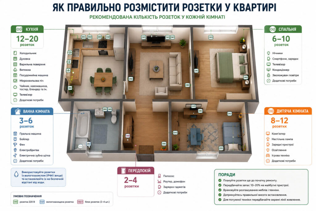 Як правильно розмістити розетки в квартирі